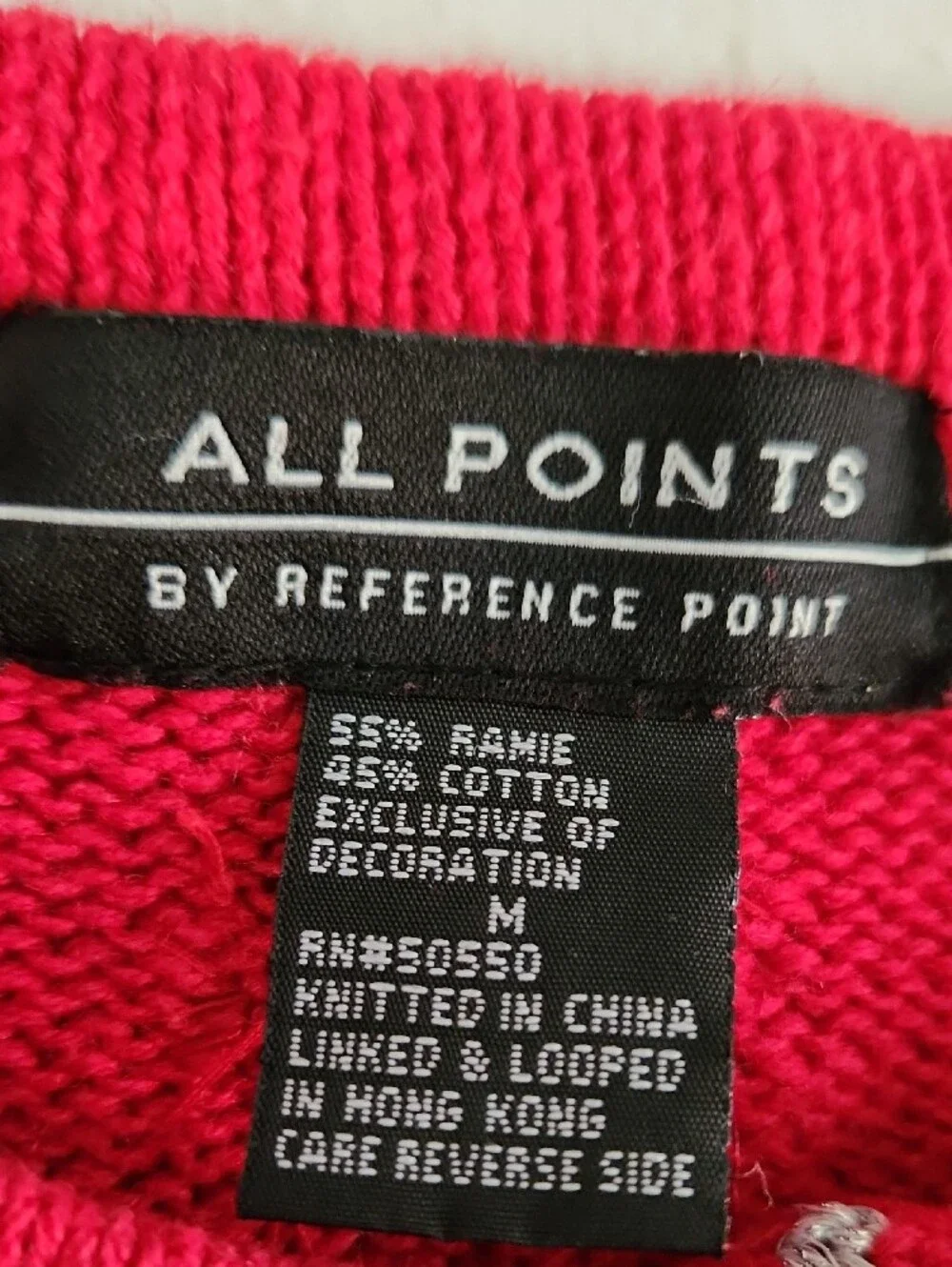 Vintage All Points Ramie Cotton Beaded Snow Globe Christmas Cardigan Medium